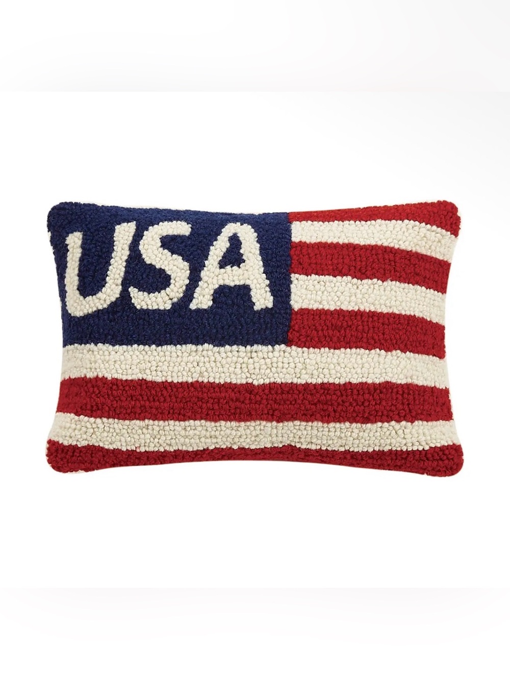 USA Wool Hooked Accent Pillow